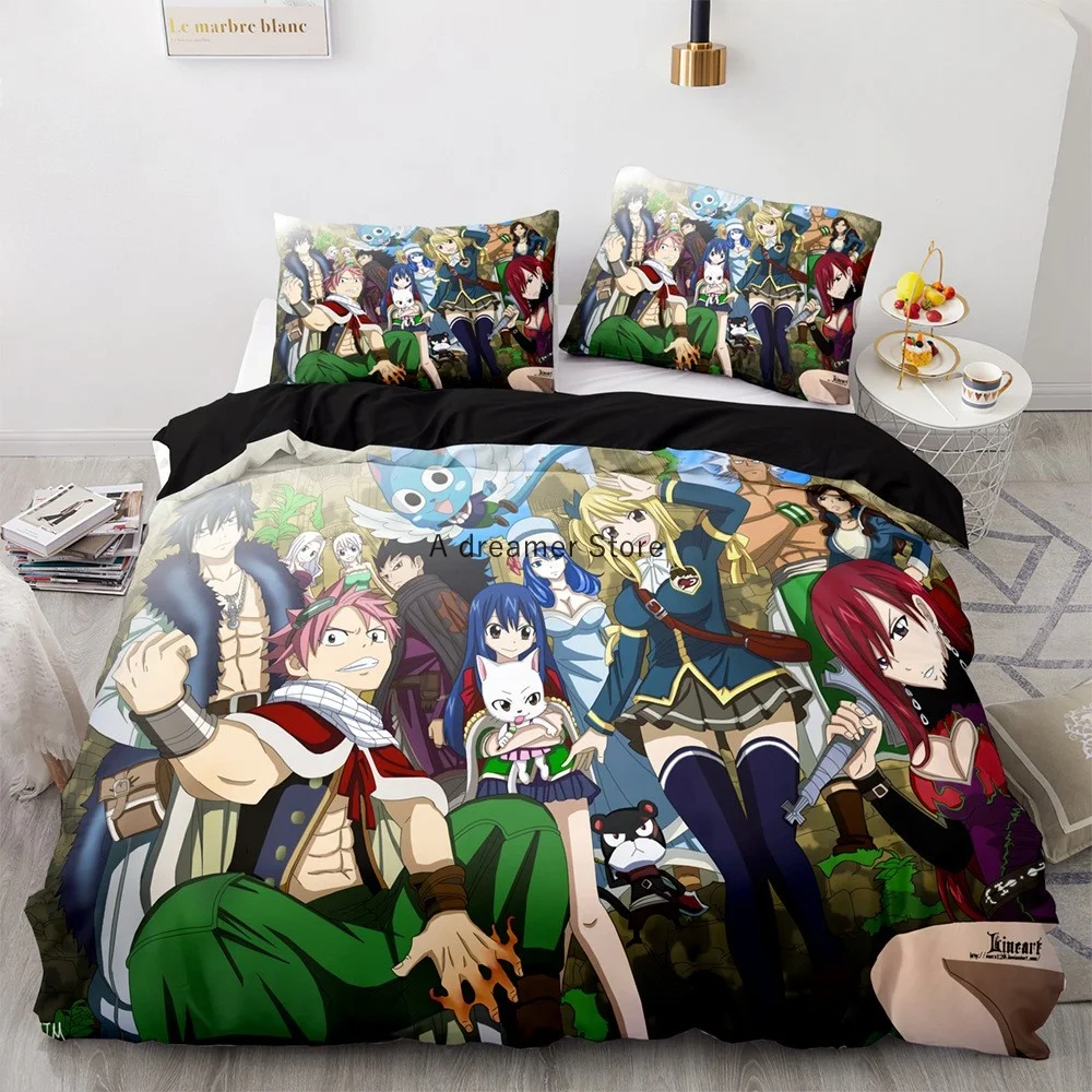 2022 New Style Anime Fairy Tail Duvet Cover Cartoon Kids Bedding Sets With Pillowcases Gift For Friend Decor Home Bedclothes