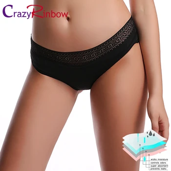 

Sexy Lace Black Menstrual Woman Underwear Leakproof Menstrual Period Panties Dropshipping