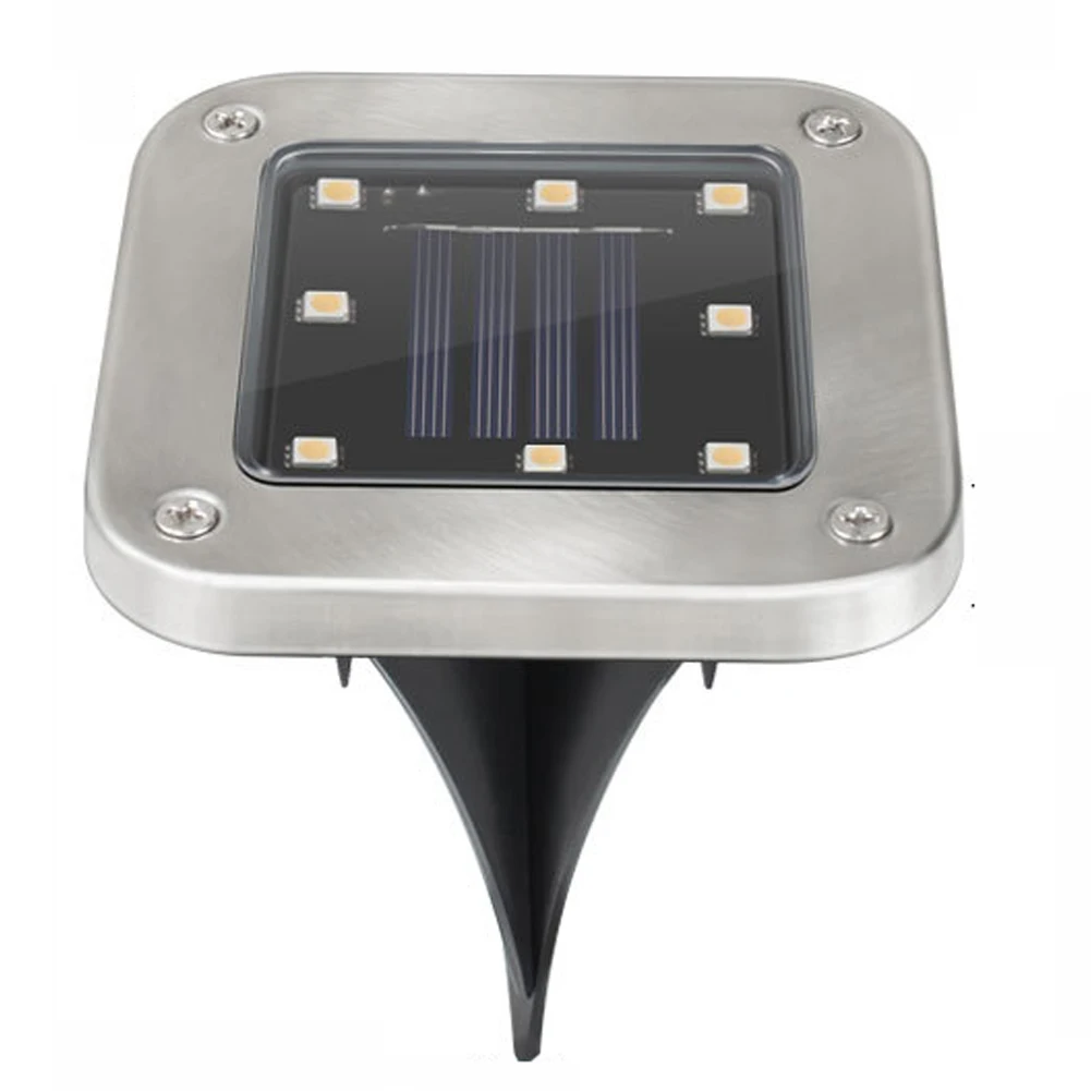 Stainless Steel Garden Yard Decoration Outdoor Solar Light Landscape Led Easy Install 8 LED Square Shape Ground Insert Lawn | Лампы и