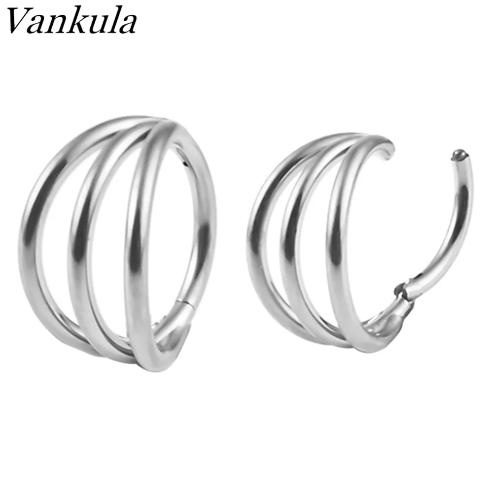 Vankula 10pcs Ear Tragus Cartilage Daith Helix Earring Surgical Steel Nose Rings Septum Hoop Layers Nostril Piercing Jewelry