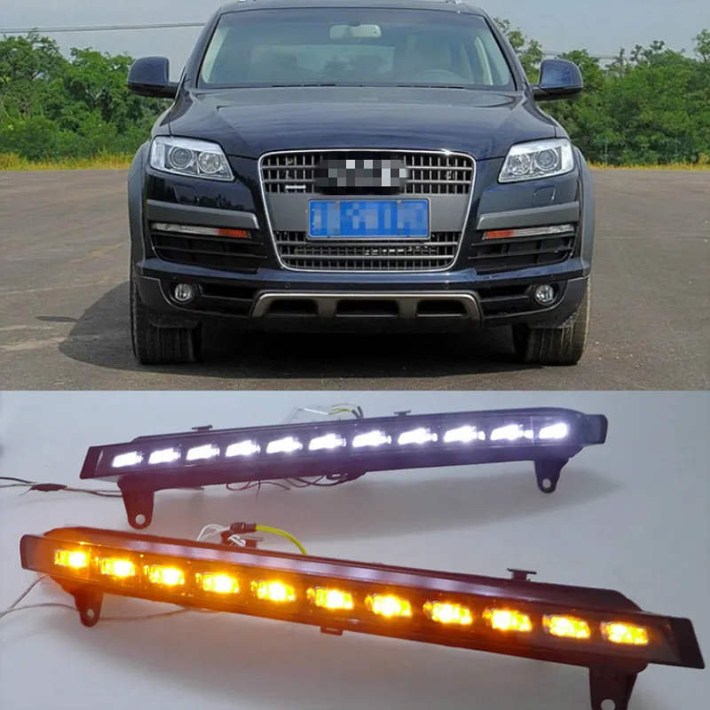 1 Set DRL For Audi Q7 2006 2007 2008 2009 Daylight Car LED DRL Daytime Running Lights Fog head Lamp cover