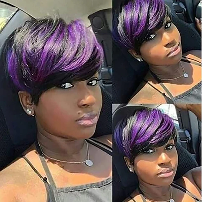 HAIRJOY Short Straight  African American Wig  Heat Resistant Synthetic Hair  for Women