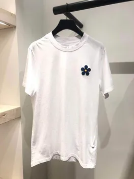 

Daisy Embroidery Summer Women T Shirt 2020 Simple White Short Sleeve O-neck Cotton Tee Top Female Casual T-shirts