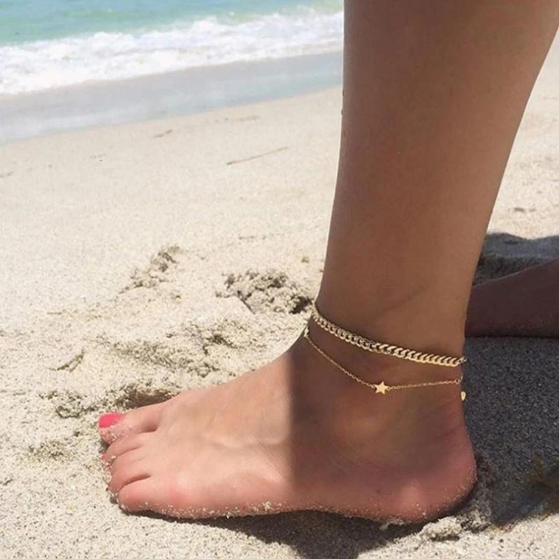 Spaloria, богемский Серебряный солнцезащитный веревочный браслет на ногу, многослойный амулет, бусины, ножной браслет для женщин, цепочка на ногу, пляжная мода, ювелирное изделие - Окраска металла: A1075-1
