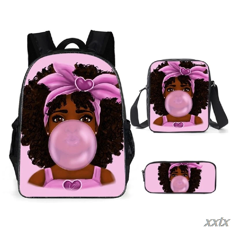 School Backpack Pencil-Case Bookbag Laptop Shoulder-Bag Travel Teenager African-Girl