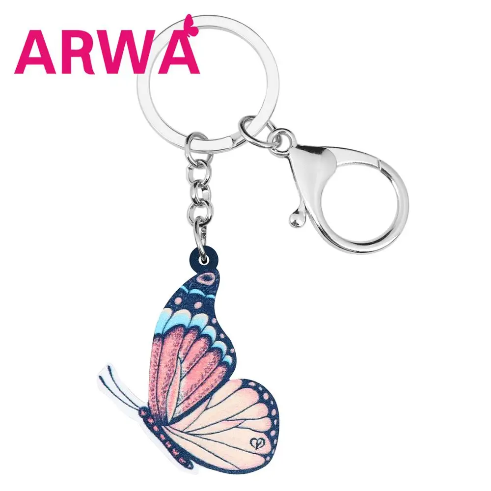 ARWA акриловая кисточка-footed Butterfly Keychais большая насекомое животное брелок ювелирные