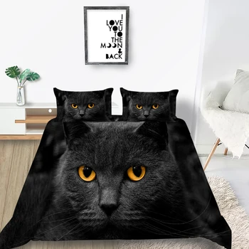 

Black Cat Bedding Set King Cool Funny High End 3D Duvet Cover Queen King Twin Full Single Double Unique Design Bed Set