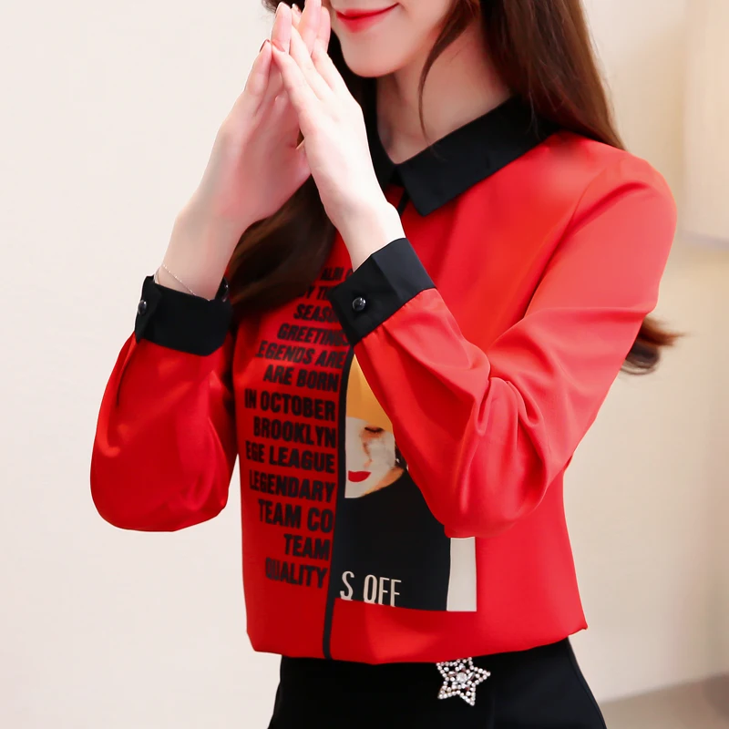 Women Shirts Korean Fashion Chiffon Blouse Shirt Plus Size Womens Tops and Blouses Blusas Mujer De Moda 2019 Women Blouses Shirt