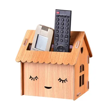 

Wooden House Style Tissue Box Multifunctional Living Room Paper Remote Control Clutter Storage Box JS22