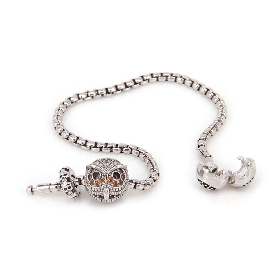 Мужской браслет с бусинами Thomas KM в виде совы и лилии украшение стиле панк сердцем