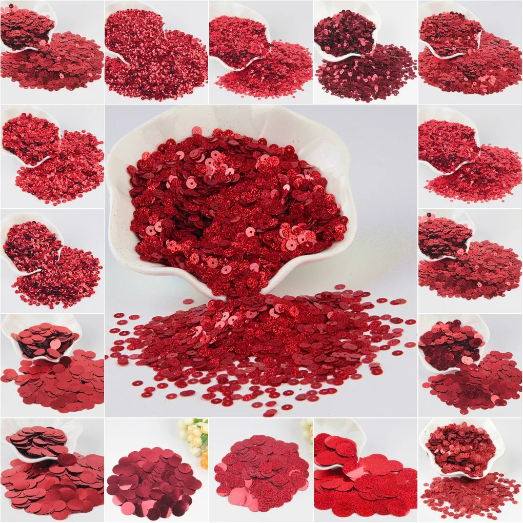 Paillette Red Sequin 3mm-25mm PVC Loose Sequins Paillettes Nail Art Scrapbooking Sewing DIY Wedding Decorat Lentejuelas