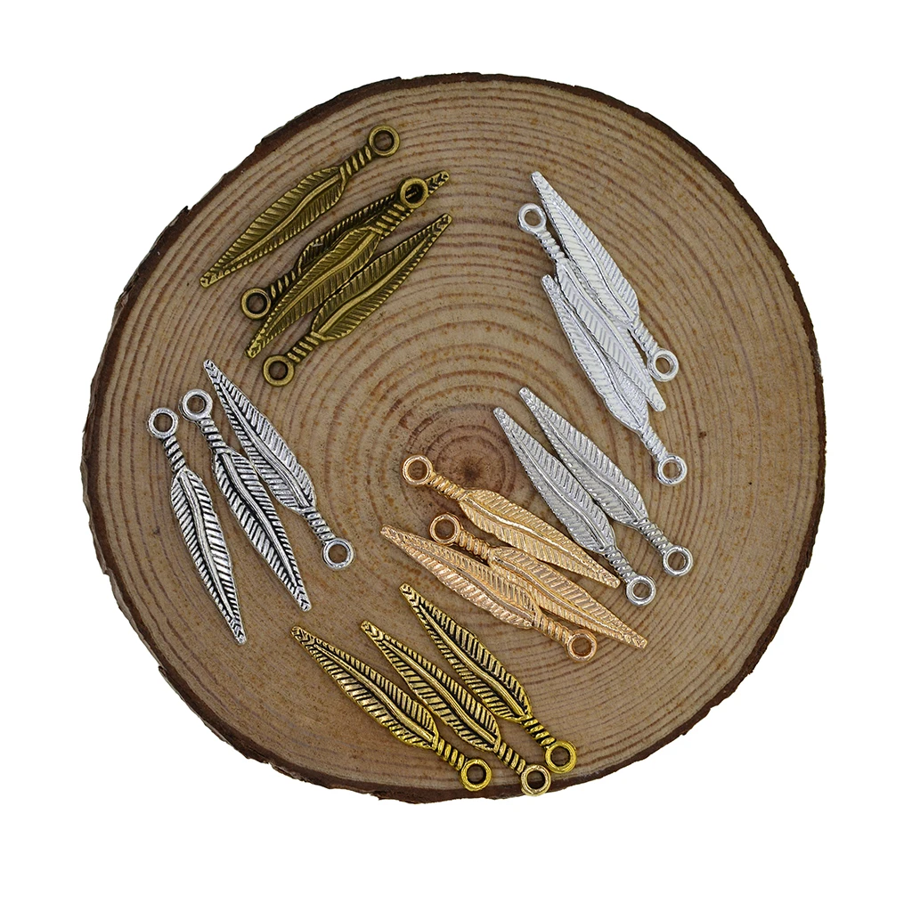 120 PCS Mixed DIY Antique Feather Charms Pendants for Crafting Bracelets Necklace Earrings Fashion Jewelry 