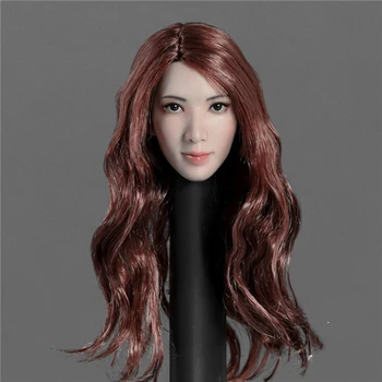 

SK001 1/6 Scale Asian Beauty Lin Chi-ling Head Models Red Curly Long Hair For 12" Pale Figure Body Accessories DIY