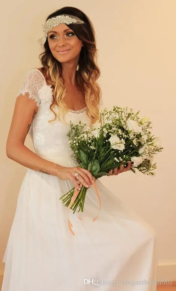 robe de mariee винтажное кружевное пляжное красивое кружевное платье с короткими рукавами и низкой спинкой vestido de noiva, свадебное платье, платья подружки невесты