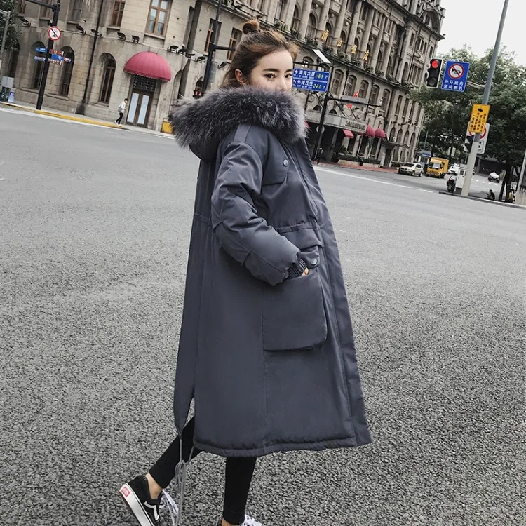 

2019 Winter New Style down Jacket Cotton-padded Clothes WOMEN'S Dress Korean-style Loose-Fit Mid-length over-the-Knee Large Size