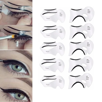 

10PCS Pro Eyeliner Eye Shadow Stencils Winged Eyeliner Stencil Models Template Shaping Tools Eyebrows Template Card Makeup Tool