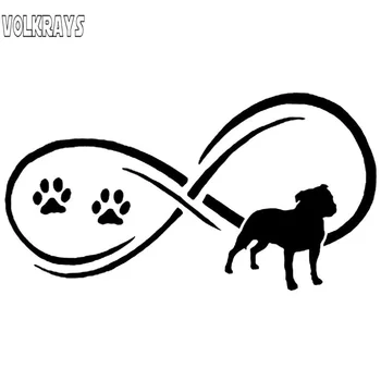 

Volkrays Creative Car Sticker Staffy Dog Paw Print Accessories Waterproof Sunscreen Reflective Vinyl Decal Black/Silver,8cm*16cm