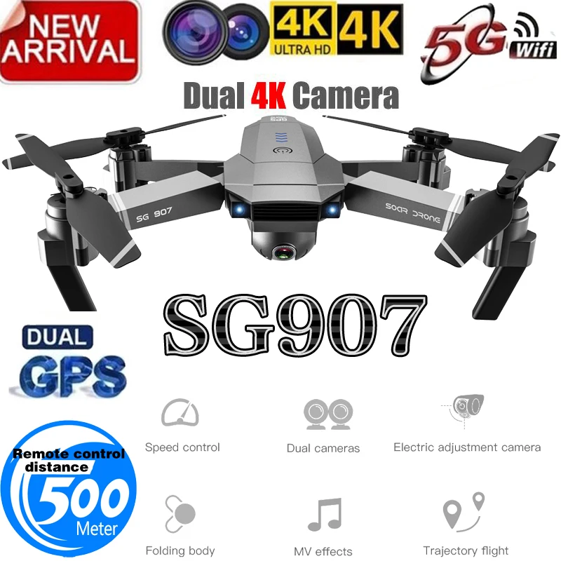 SG907 Квадрокоптер gps Дрон с 4K HD двойной камерой Широкий угол анти-встряхивание Wi-Fi FPV RC складные дроны Профессиональный gps Follow Me