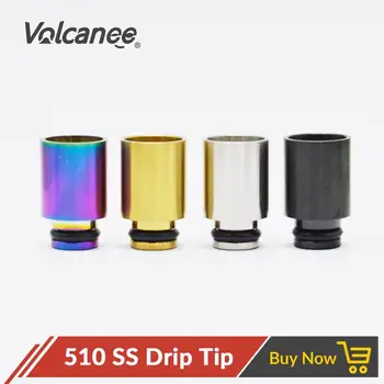 

Volcanee 510 Drip Tip Stainless Steel Long Style Polished Wide Bore Mouthpiece 8.5mm Diameter Fit 510 Drip Tip VapeTank Atomizer