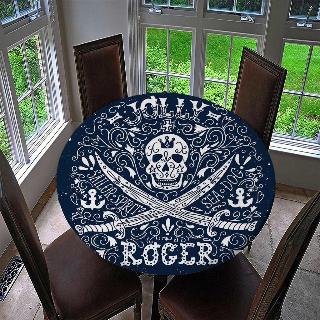 Waterproof Table Cover Fitted Tablecloth Round 55' Moisture-proof Reusable