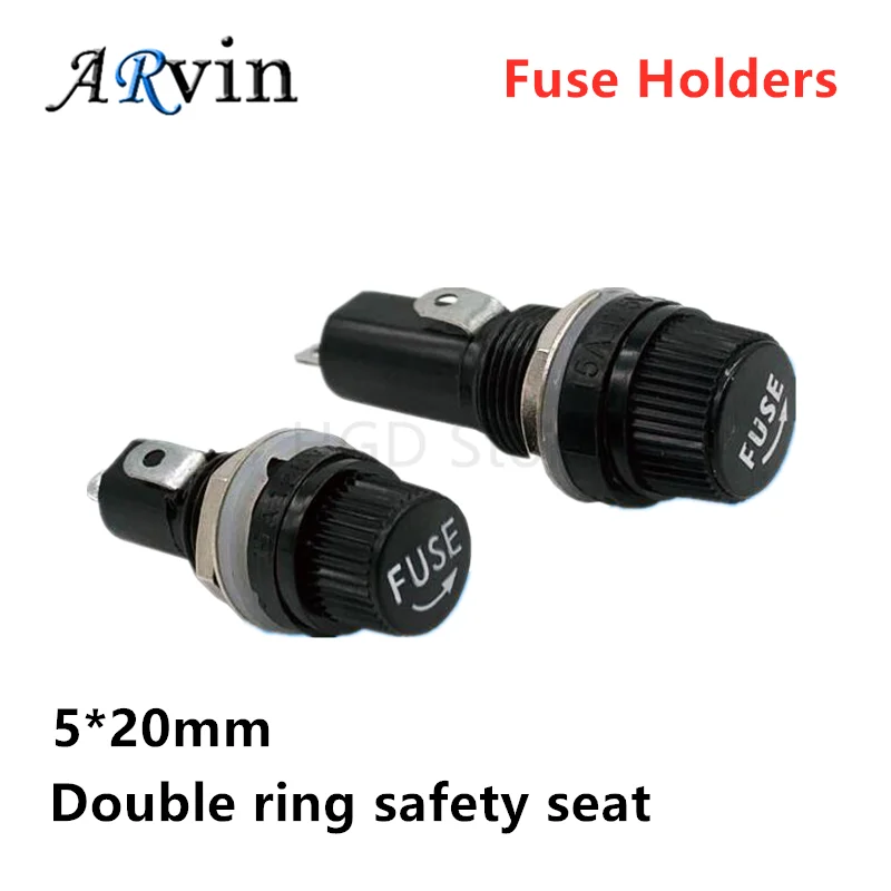 10pcs 5*20mm Fuse Holders 5X20 Black Insurance Tube Socket Fuse Holder For 5*20 Insurance Panel