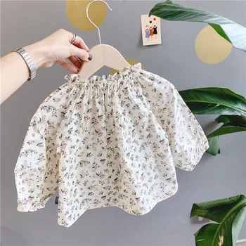 

Baby girls floral blouse Spring New Girl's Long Sleeve Shirt With Floral Ear Baby girl Clothes Baby Girl cotton Blouse