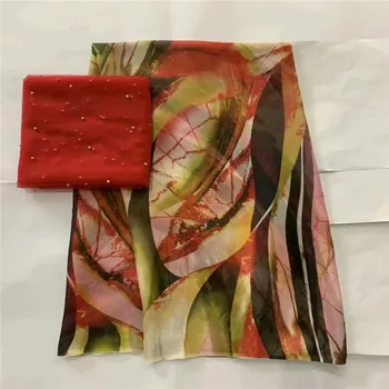 

High quality silk fabric for lady dress printing george silk fabric African metallic silk fabric 114cm/8mm 5+2 yards LXE04130