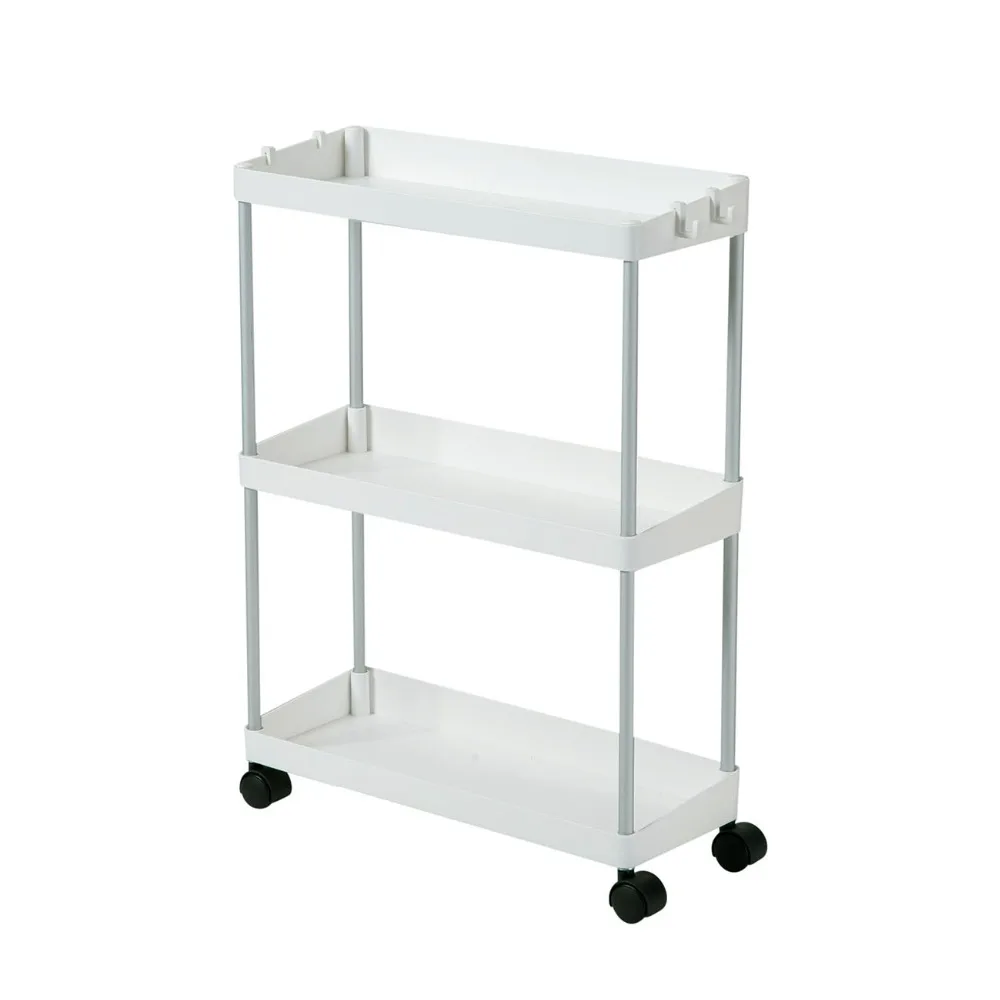 3 Layers Removable Storage Rack kitchen Wheeled Trolley Spice Racks Bathroom Floor Rack Home Organizer