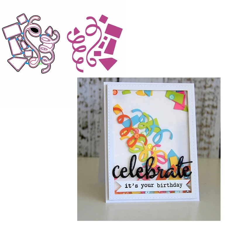 

Ribbon Celebrating Strips With Mixed Geometry Metal Cutting Dies Stencil DIY Crafts Paper Cards Making Embossing Template 2019