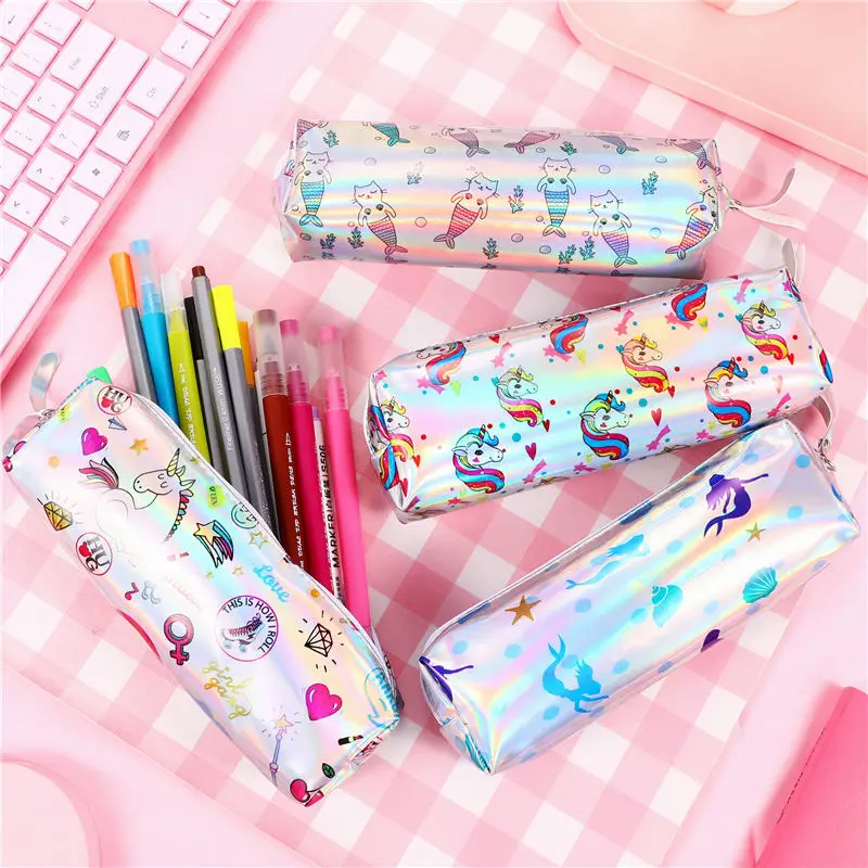 Милый чехол для карандашей Kawai школьный Etui ручки материал с лазерным лазером