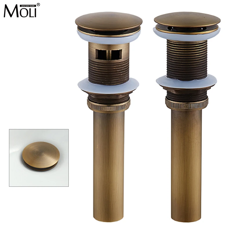 Free Shipping Antique Brass Pop Up Sink Drain Brass Pop Down Drain