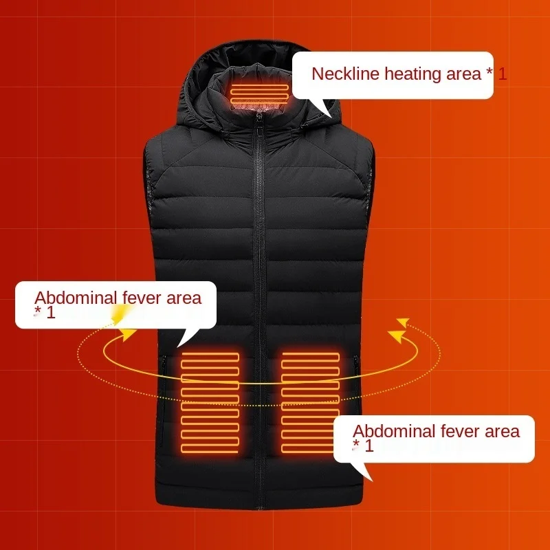 

9 Areas Men Women Electric Heated Jacket New Double Control Heated Vest Thermal Hooded Vest Jacket Heating Vest Jacket Men Vest