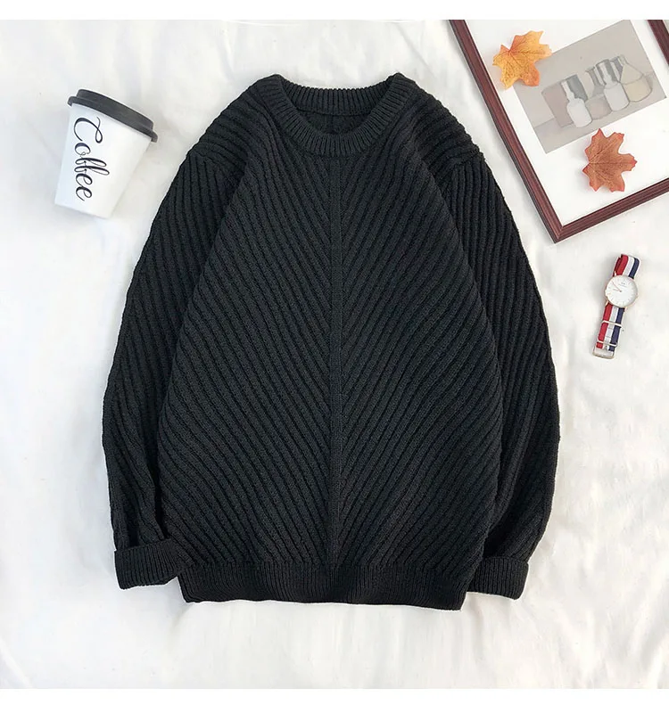 Sweaters Men Simple Design All-Match Soft Warm Daily Wear Korean Style Knitting Sweater Pull Homme Black Navy Army green