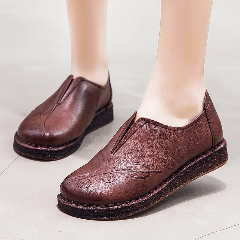 GKTINOO/Модная обувь ручной работы в стиле ретро; женская обувь на плоской подошве из натуральной кожи с мягкой подошвой; мягкая удобная обувь; женские лоферы