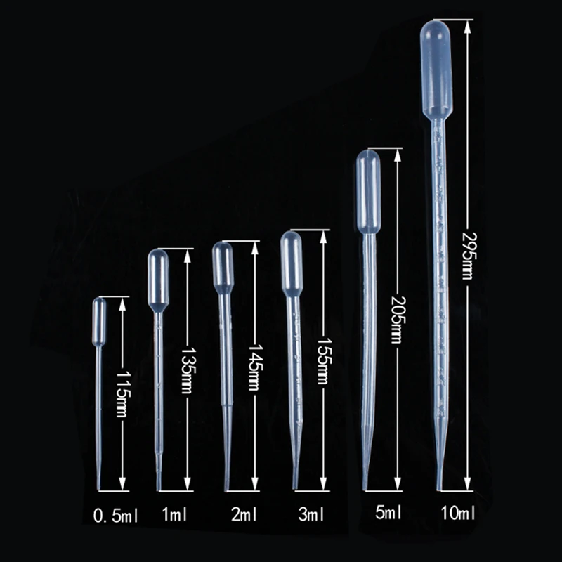 Wegwerp Pipet 1Ml 2Ml 3Ml 5Ml 10Ml Droppers Plastic Microschaal Gegradueerde Pipetten Transparante Druppelaar Experiment Benodigdheden