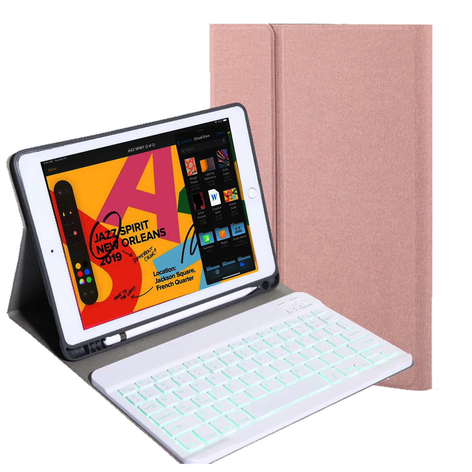 rose gold with white Чехол для iPad 10,2 дюйма с клавиатурой с карандашом для Apple iPad 7th Genaration A2197 A2200 A2198 чехол для клавиатуры на английском языке - Цвет: rose gold with white