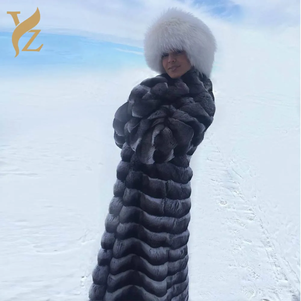 Новая натуральная Толстая теплая шиншилла кролик Рекс Меховые длинные пальто плюс размер высококачественная одежда ручной работы меховые пальто