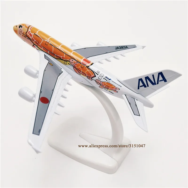 Оранжевый 16 см Air Japan ANA Airbus A380 Airlines Мультфильм морская черепаха модель самолета из