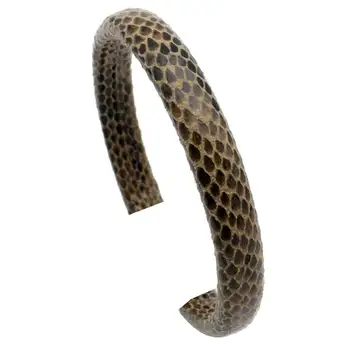 

Aaazee 1 Yard 10mmx6mm PU Snake Skin Pattern Licorice Leather Strap for DIY Bracelet, 10mm Wide Oval Bangle Leather Craft