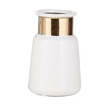 

Nordic Electroplating Milky White Ceramic Flower Vase Home Decoration Modern Art Flower Plant Holder Desk Hydroponics Room Decor