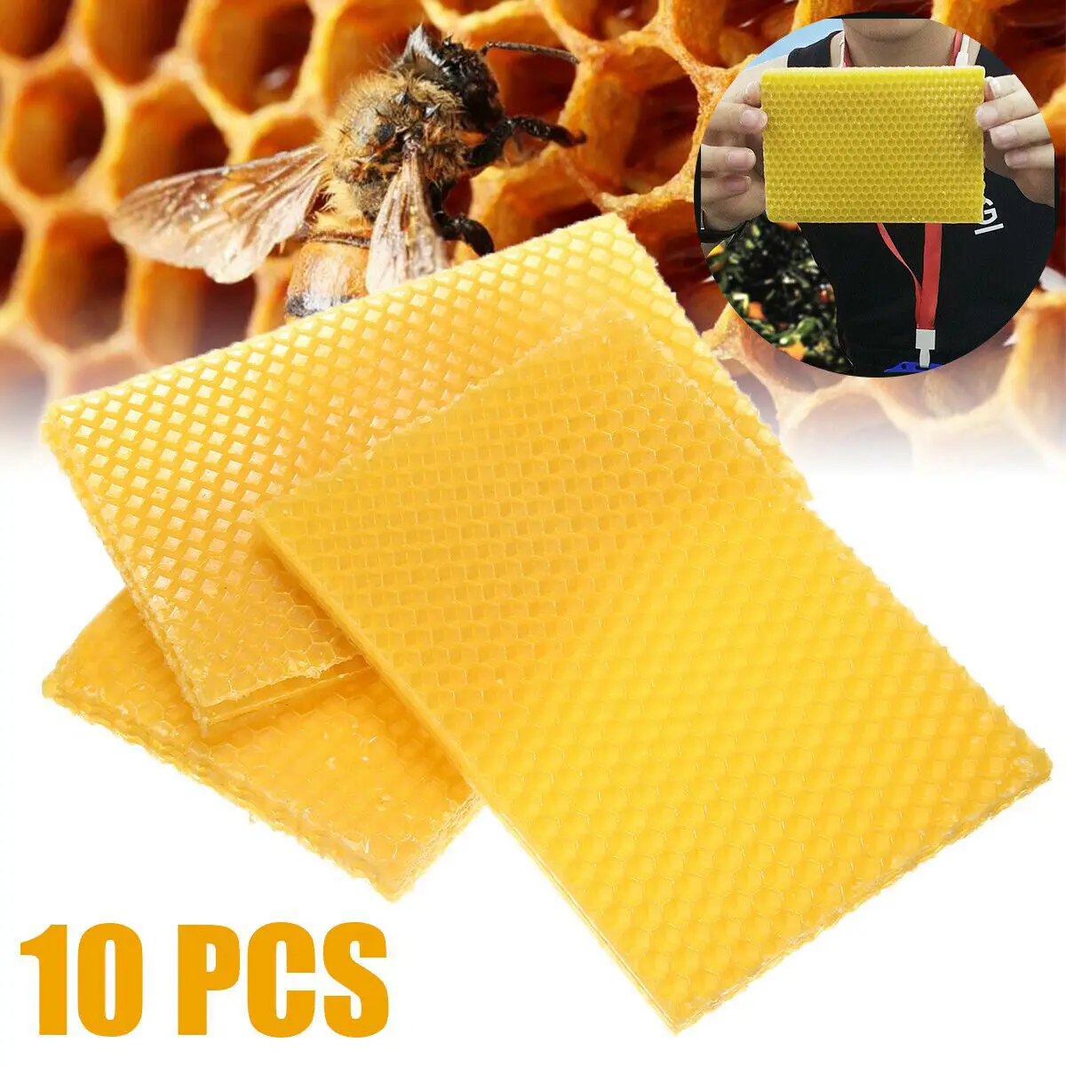 10 Yellow Beekeeping Honeycomb Wax Frames Foundation Honey Hive Equipment Tools 