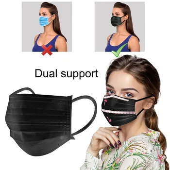 

150/200pcs Black Disposable Three-layer Protective Mask Three-dimensional Double Support Mask In Stock Fast Shipping Black Mask