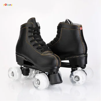 

YOBANG 2020 BLACK LIVE MATTERS PU 4 flashing wheels quad roller skate shoes for adults kids girls students