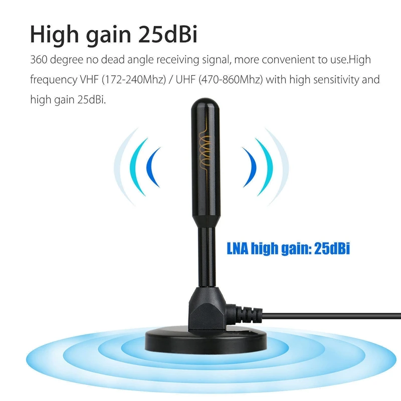 Антенна ТВ цифровая Hd 200 Миля Диапазон Skywire ТВ Крытый 1080P 4K 16 футов коаксиальный кабель