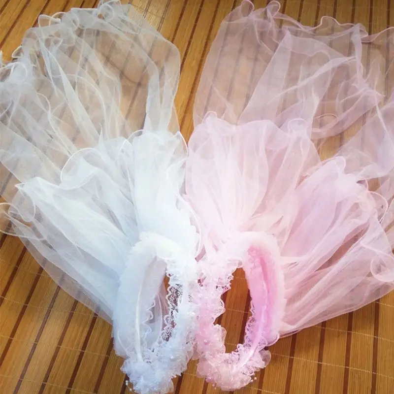 Детская сетчатая Вуаль свадебная диадема венок из искусственных цветов Корона обруч для волос повязка на голову