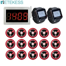 Retekess Restaurant Pager 15 T117 Call Transmitter Buttons+2 Watch Receiver+Receiver Host Wireless Calling System Bar Cafe Pager pager system for restaurant waiter calling system wireless voice call pager 1 receiver host display 8 call button transmitter