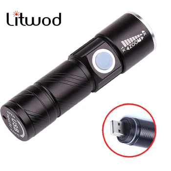 

XP-G Q5 Portable USB Handy Powerful LED Flashlight Rechargeable Torch Flash Light Bike Pocket Zoomable Lamp Built in Battery 10W