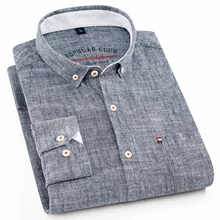 Мужская льняная хлопковая рубашка с длинным рукавом модная мужская рубашка Повседневная приталенная Удобная Camisa Masculina Облегающая рубашка размера плюс 4XL