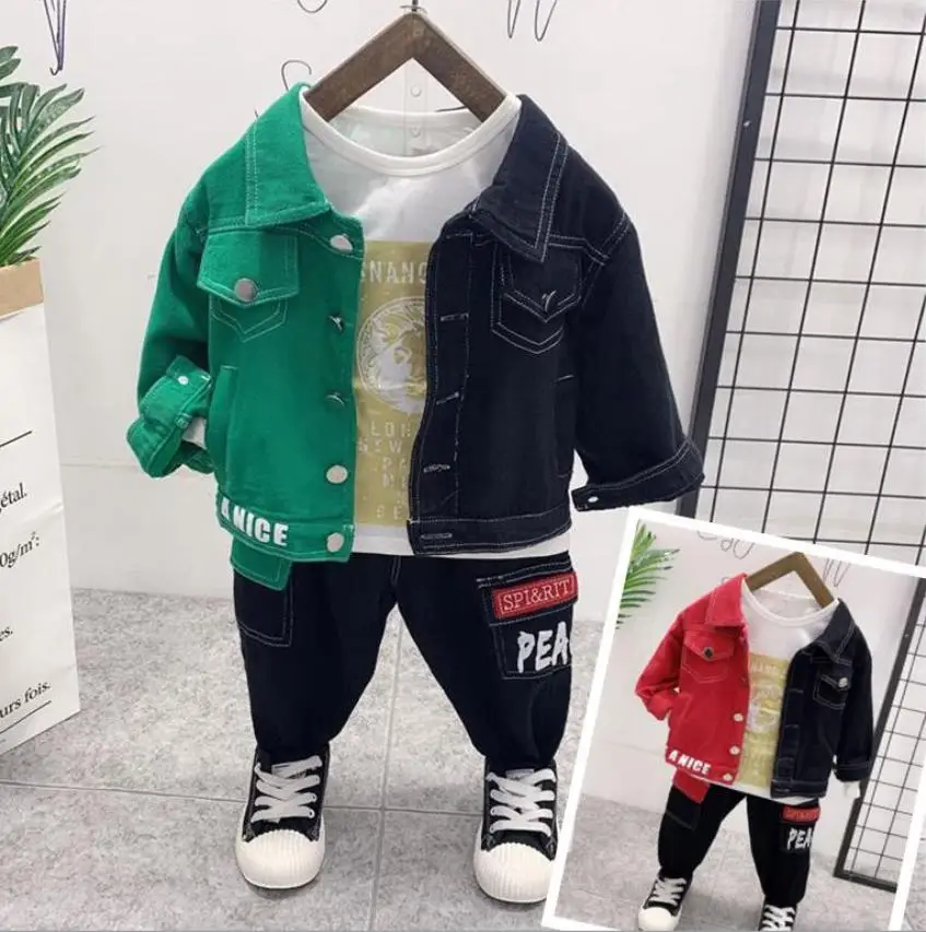 

Boys Kids Clothes Set Children Clothes Autumn Winter For Baby Boys Clothes Denim jacket+T-shirts+jeans 3pcs Sports Suits Costume