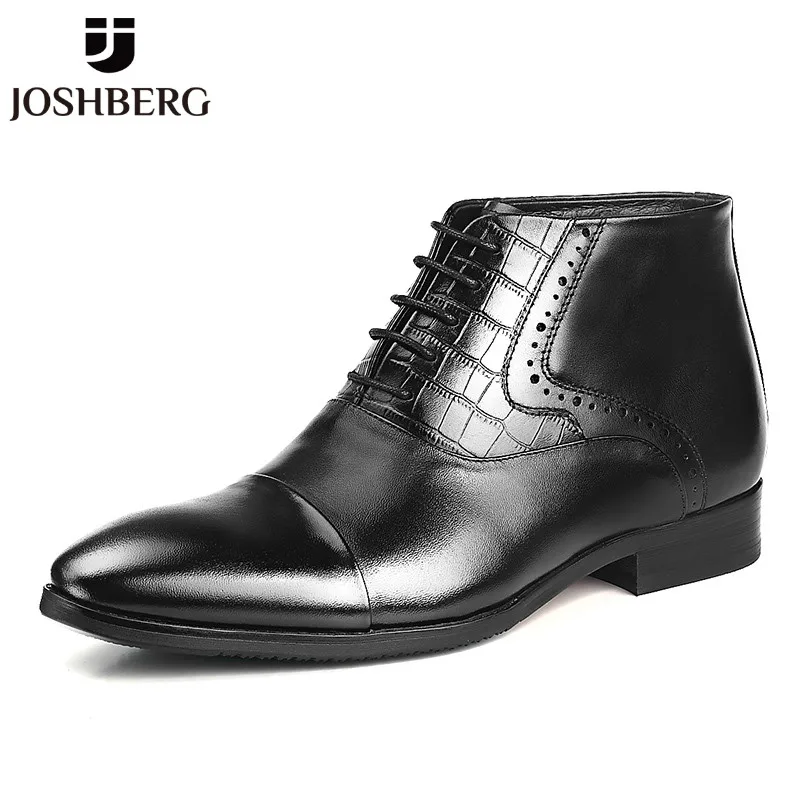

JOSHBERG Hight-Top Best Quality Men Boots Genuine Leather Men Shoe Popular Leather Platform Boots Scarpe Antinfortunistiche